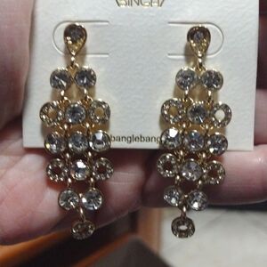 Amrita Gold tone with rhinestones in dangle earrings